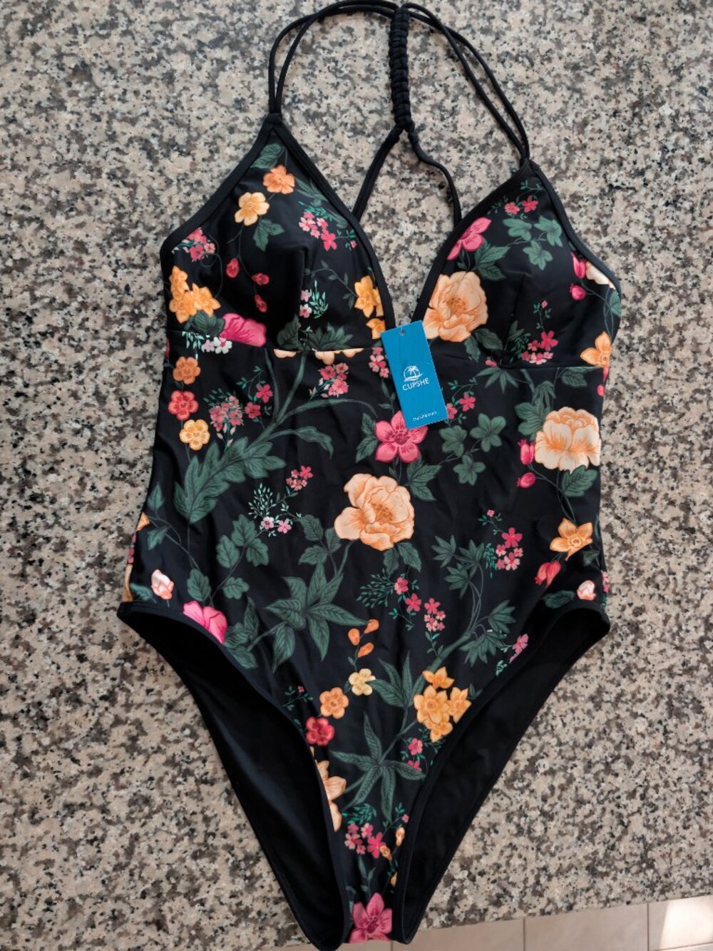 CUPSHE Women's One Piece Swimsuit V Neck Bathing Suit Cutout Back Self Tie Doubl - Picture 6 of 6